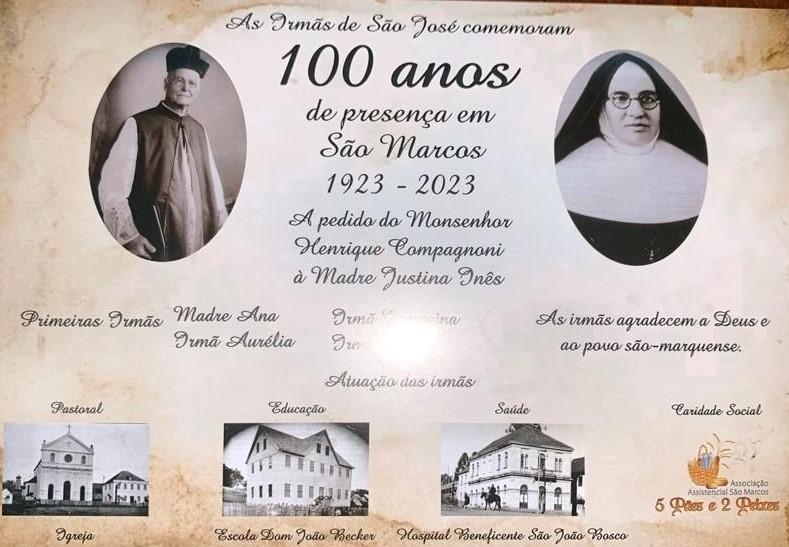 CELEBRAÇÃO DOS 100 ANOS DAS IRMÃS DE SÃO JOSÉ EM SÃO MARCOS/RS